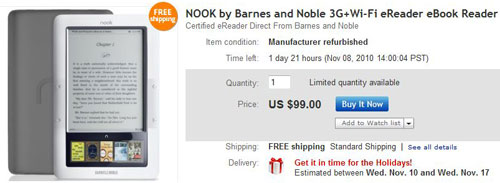 Refurbished Nooks at eBay