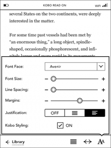Kobo Touch Font Settings