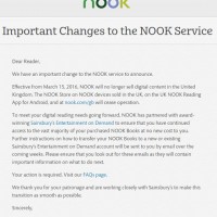 Nook Store Closing in UK, B&N Sending eBook Accounts to Sainsbury’s Nook Closing
