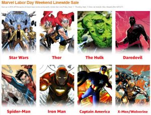 Marvel Labor Day Weekend Linewide Sale