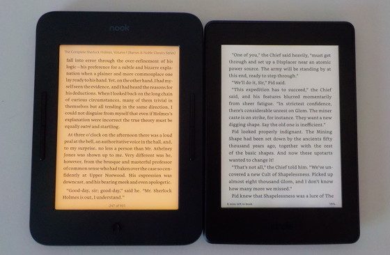 Nook Glowlight 3 vs Kindle Paperwhite 3