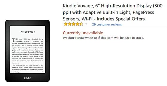 Kindle Voyage Unavailable