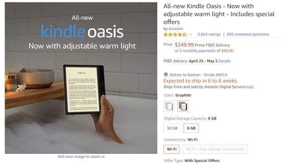 Kindle Oasis Stock