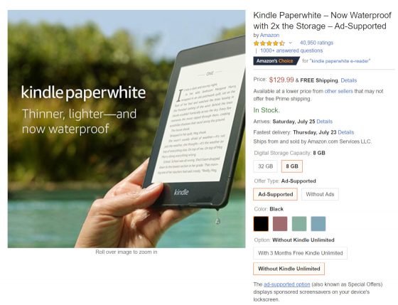 Kindles Ad Supported