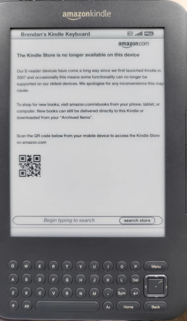 Kindle Store No Longer Available on Older Kindles