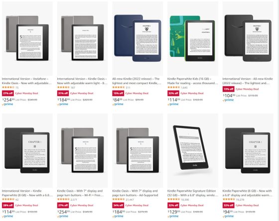 Kindle Cyber Monday Deals