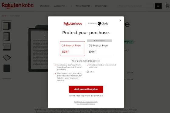 Kobo eReader Clyde Protection Plan