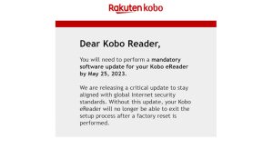 Kobo Mandatory Software Update