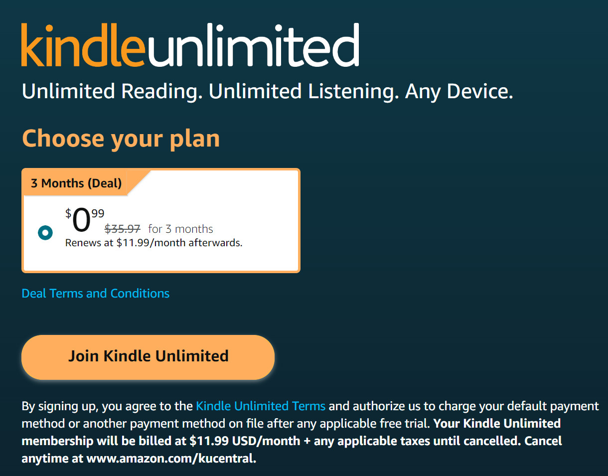 Sign up to Kindle Unlimited for a Free Trial