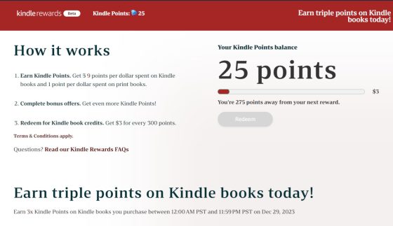 Triple Points Kindle Rewards