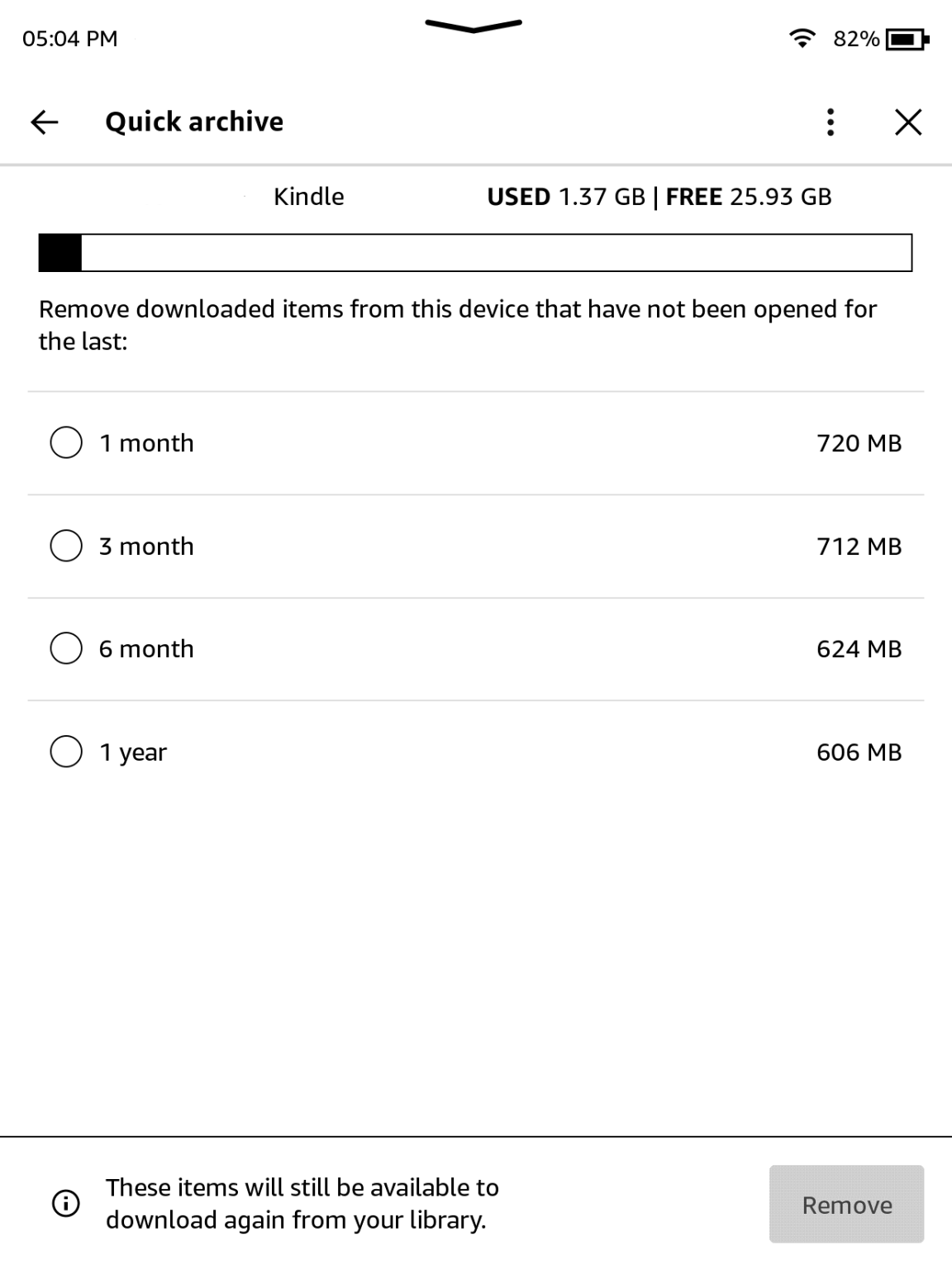 Use Quick Archive on Kindles to Free up More Storage Space