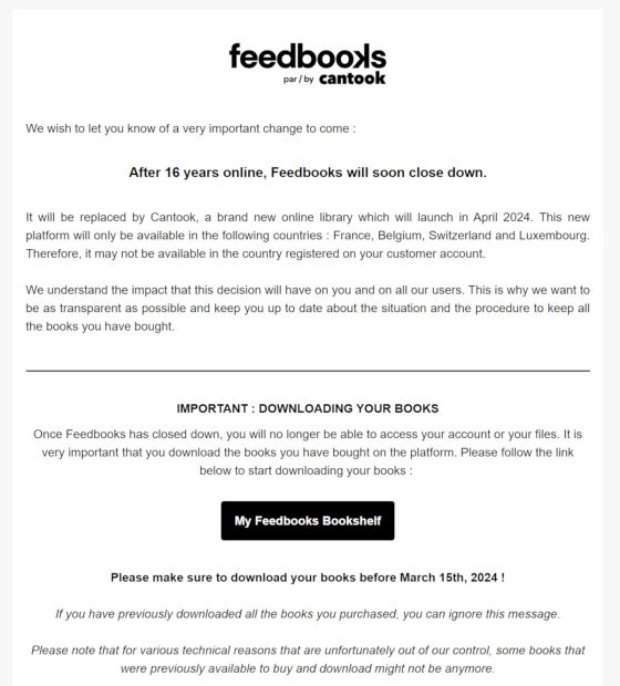 Feedbooks Closing