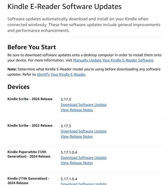 Kindle Software Updates