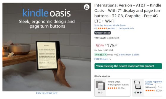 Kindle Oasis Sale