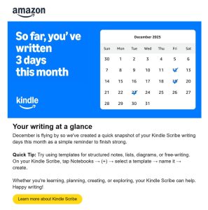 Kindle Scribe writing check-in