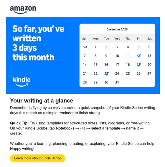 Kindle Scribe writing check-in