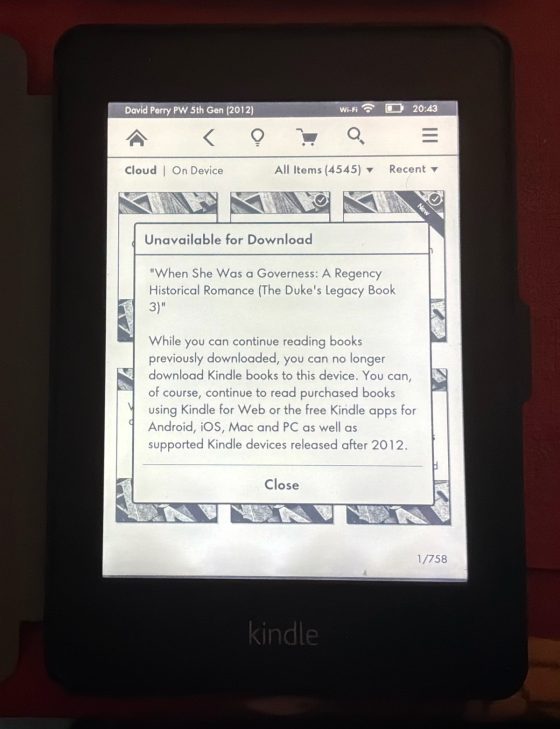 Kindle End Support Message