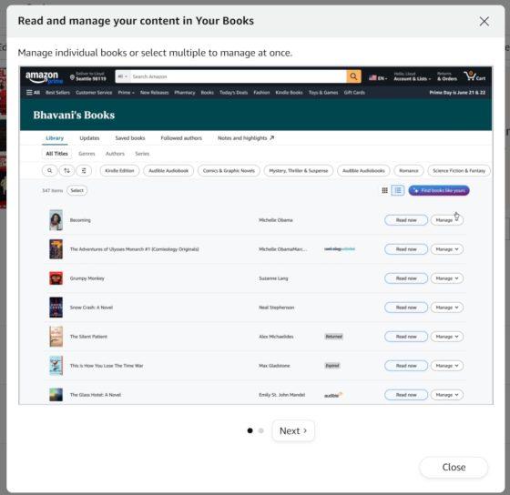 Amazon Your Books page