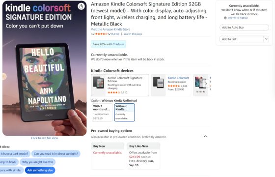 Kindle Colorsoft Discontinued
